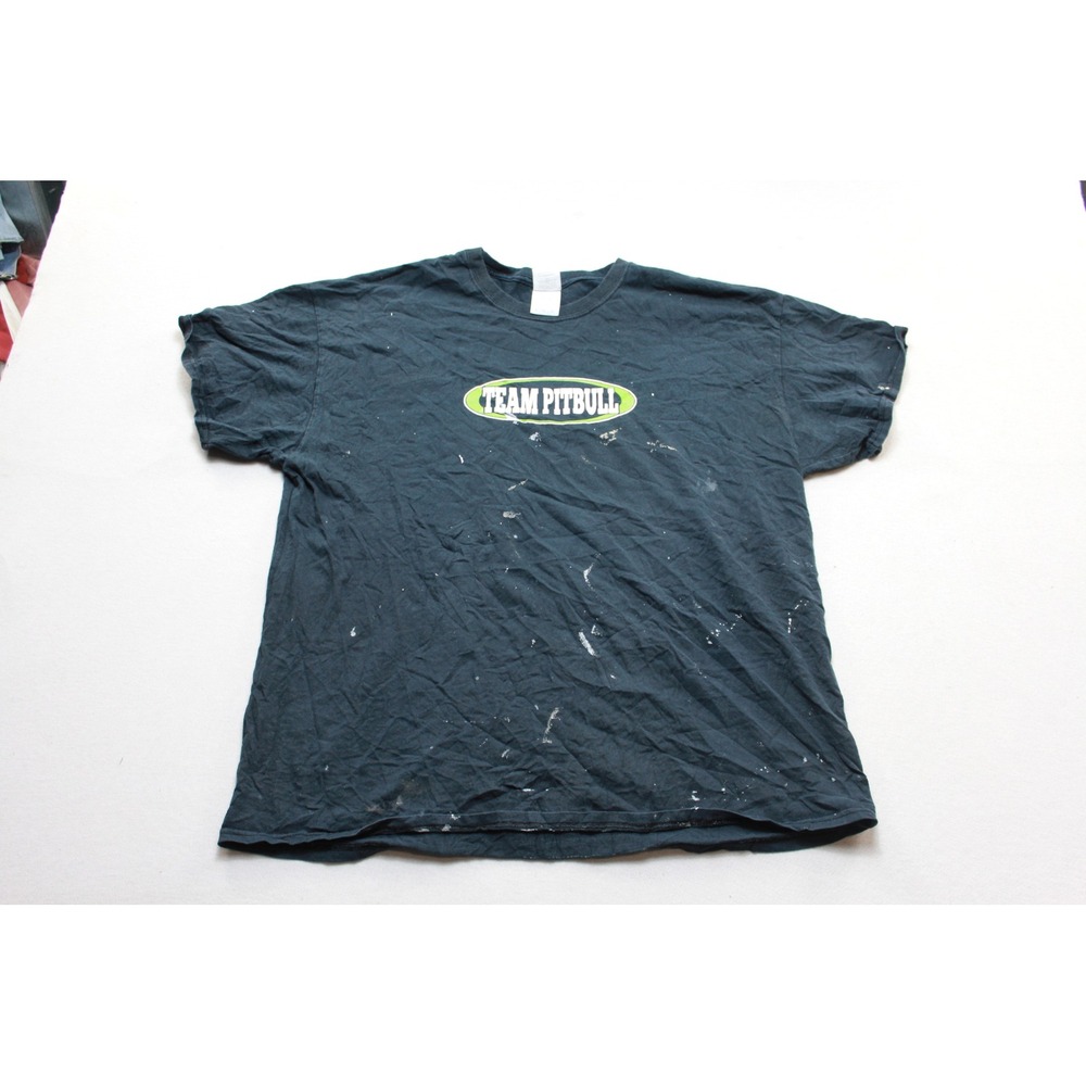 Gildan Team Pitbull Graphic T-Shirt Mens Extra Large Black Fair Paint Splatter